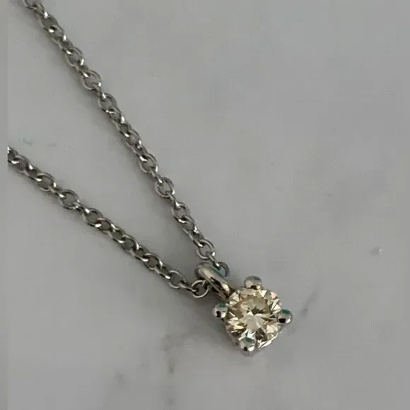 Tiffany and Co. Pendant Necklace  Solitaire Diamond Platinum - Picture 9 of 10